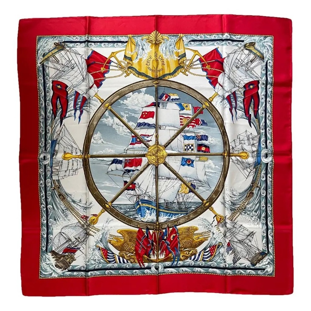 Hermès "Vive le Vent" silk twill scarf designed by Laurence Toutsy Bourthoumieux